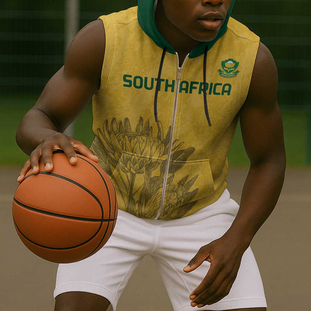 Custom South Africa Soccer Sleeveless Zip Hoodie Go Banyana Banyana Proteas - African Pride
