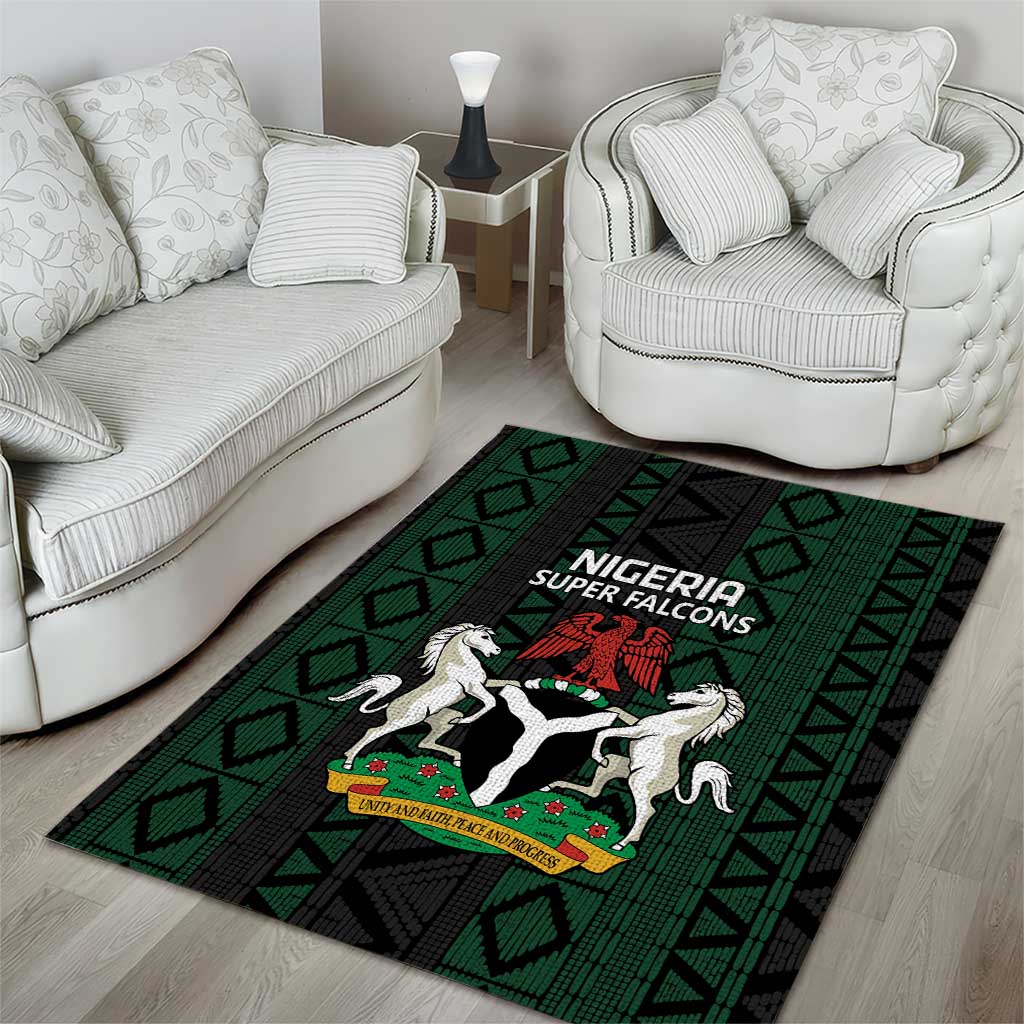 Nigeria Football Area Rug Go Super Falcons African Pattern