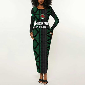 Custom Nigeria Football Long Sleeve Bodycon Dress Go Super Falcons African Pattern LT14