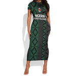 Custom Nigeria Football Short Sleeve Bodycon Dress Go Super Falcons African Pattern LT14
