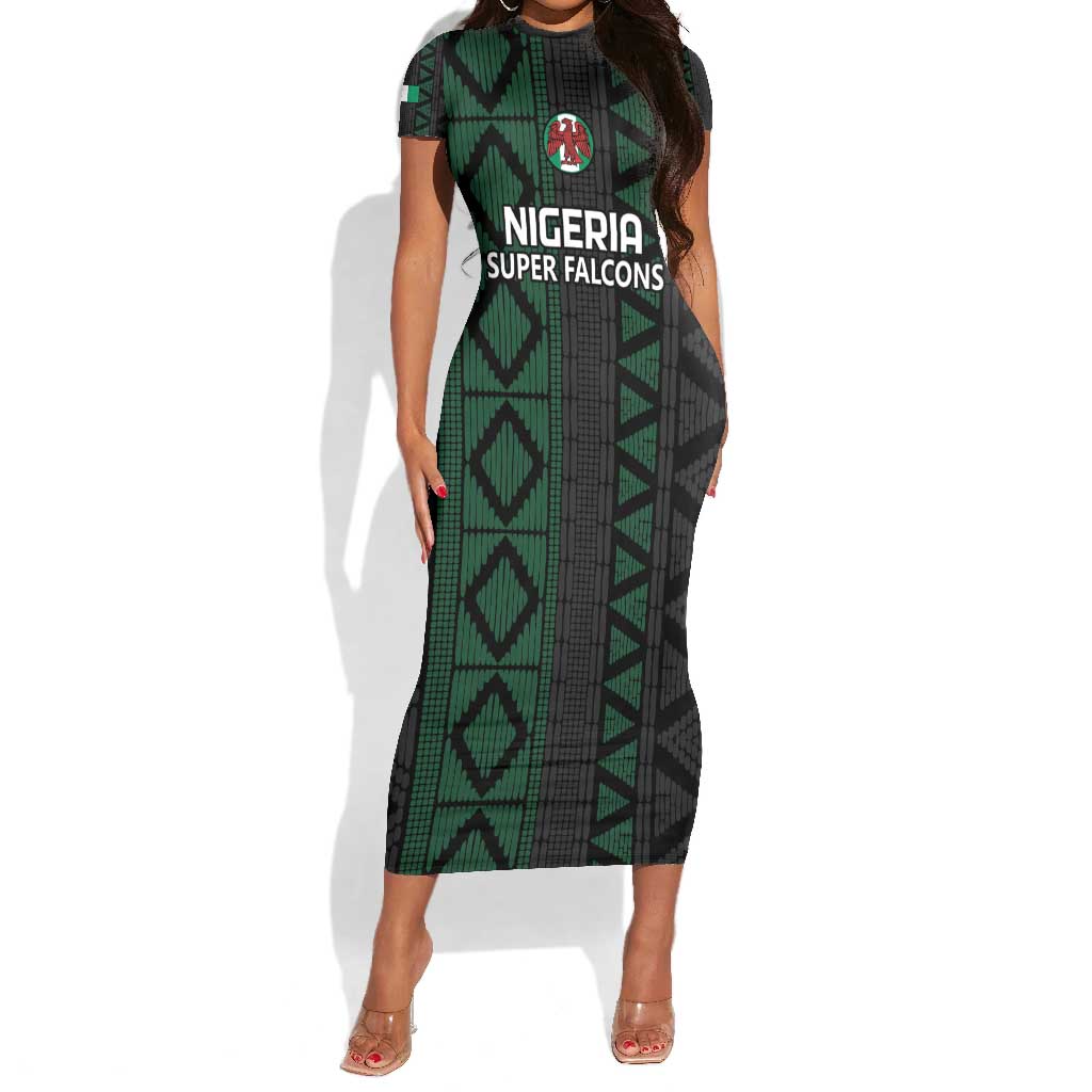 Custom Nigeria Football Short Sleeve Bodycon Dress Go Super Falcons African Pattern LT14