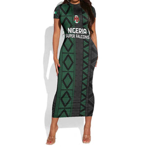 Custom Nigeria Football Short Sleeve Bodycon Dress Go Super Falcons African Pattern LT14