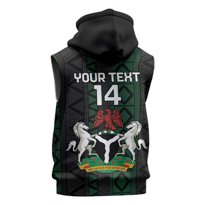 Custom Nigeria Football Sleeveless Hoodie Go Super Falcons African Pattern - African Pride