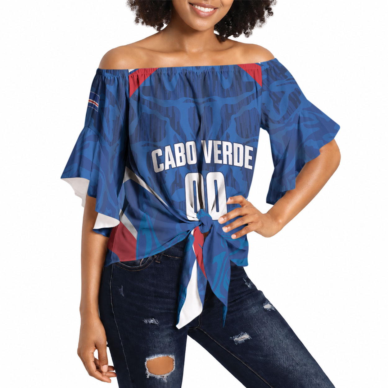 Cape Verde Basketball 2026 Custom Off Shoulder Wrap Waist Top Come On Hammer Sharks