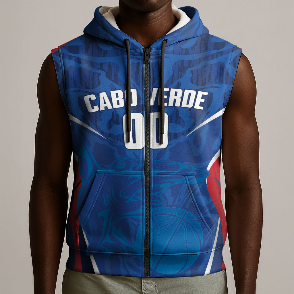 Cape Verde Basketball 2026 Custom Sleeveless Zip Hoodie Come On Hammer Sharks