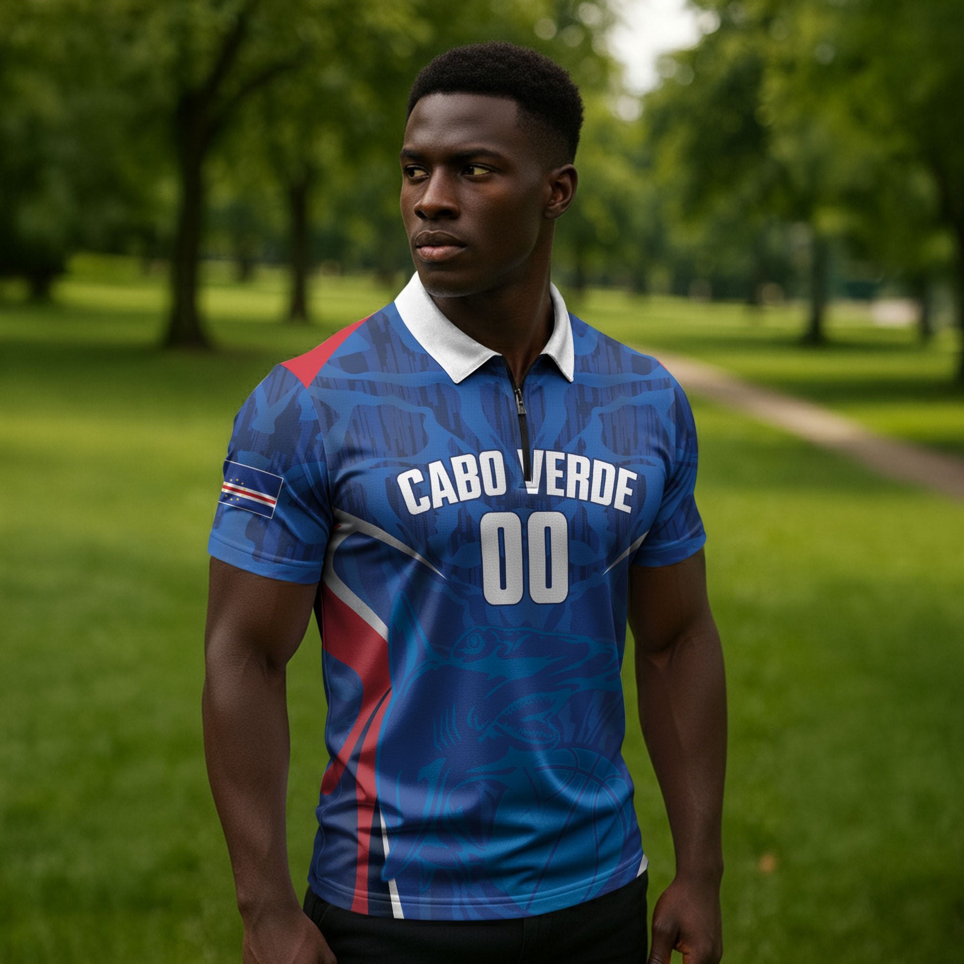 Cape Verde Basketball 2026 Custom Zipper Polo Shirt Come On Hammer Sharks