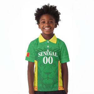 Senegal Basketball 2026 Custom Kid Polo Shirt Come On Lions African Pattern