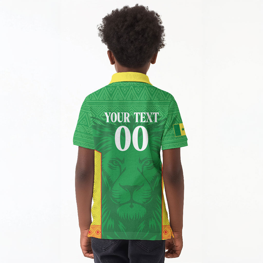 Senegal Basketball 2026 Custom Kid Polo Shirt Come On Lions African Pattern