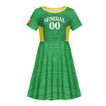 Senegal Basketball 2026 Custom Kid Short Sleeve Dress Come On Lions African Pattern