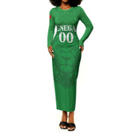 Senegal Basketball 2026 Custom Long Sleeve Bodycon Dress Come On Lions African Pattern