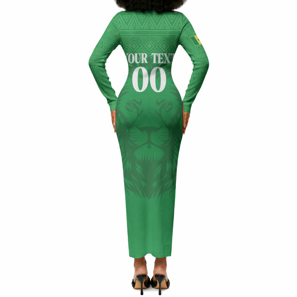 Senegal Basketball 2026 Custom Long Sleeve Bodycon Dress Come On Lions African Pattern