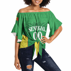 Senegal Basketball 2026 Custom Off Shoulder Wrap Waist Top Come On Lions African Pattern
