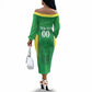 Senegal Basketball 2026 Custom Off The Shoulder Long Sleeve Dress Come On Lions African Pattern
