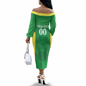 Senegal Basketball 2026 Custom Off The Shoulder Long Sleeve Dress Come On Lions African Pattern