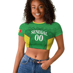 Senegal Basketball 2026 Custom Raglan Cropped T shirt Come On Lions African Pattern