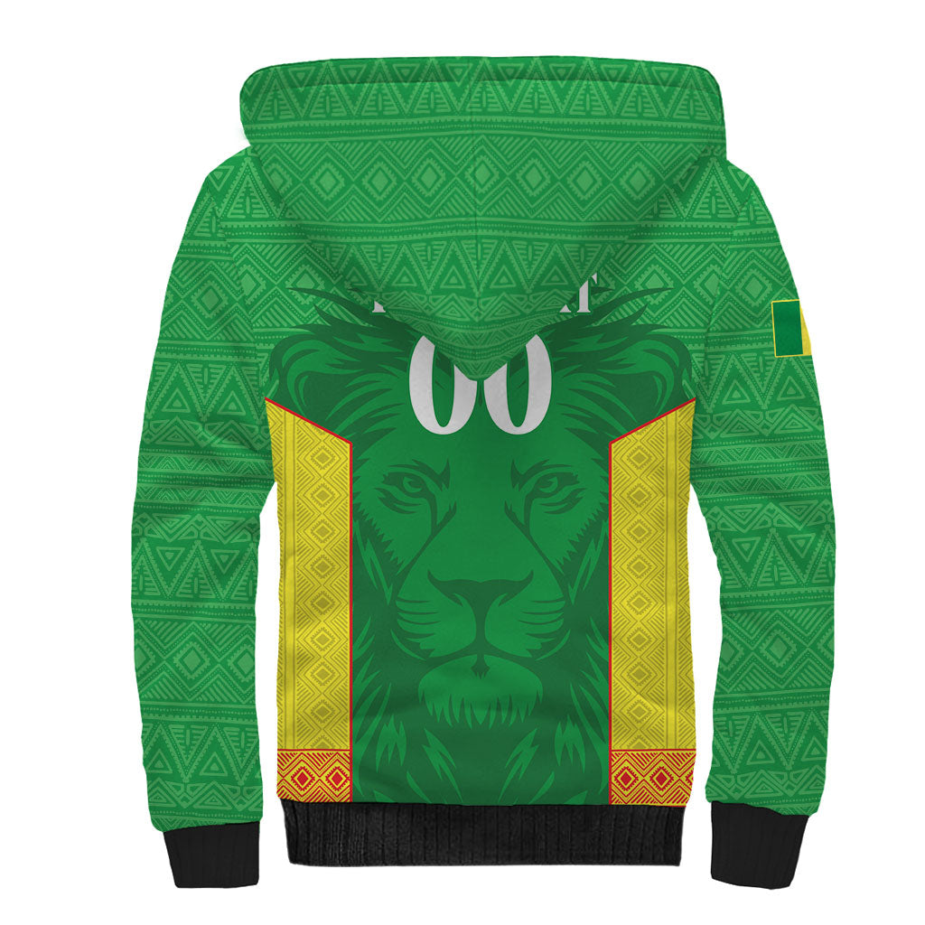 Senegal Basketball 2026 Custom Sherpa Hoodie Come On Lions African Pattern