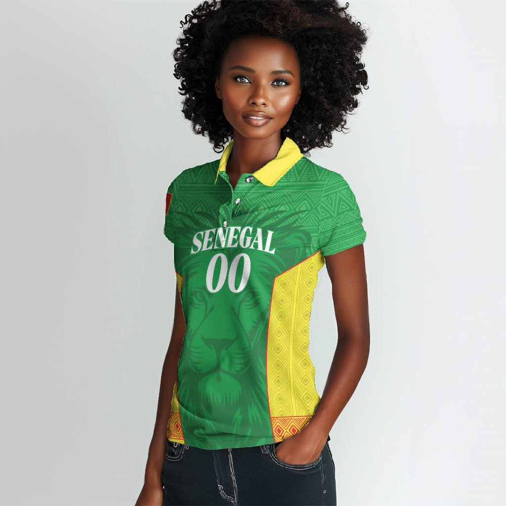 Senegal Basketball 2026 Custom Women Polo Shirt Come On Lions African Pattern