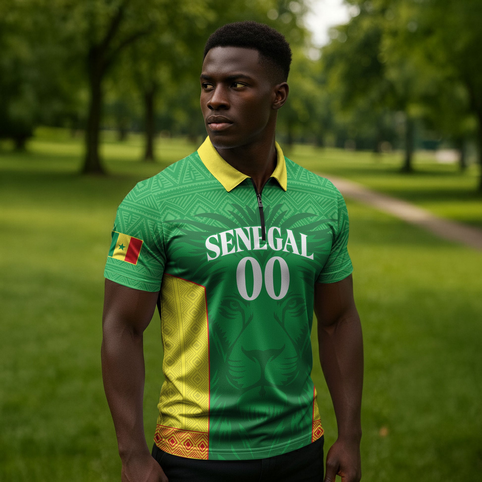 Senegal Basketball 2026 Custom Zipper Polo Shirt Come On Lions African Pattern