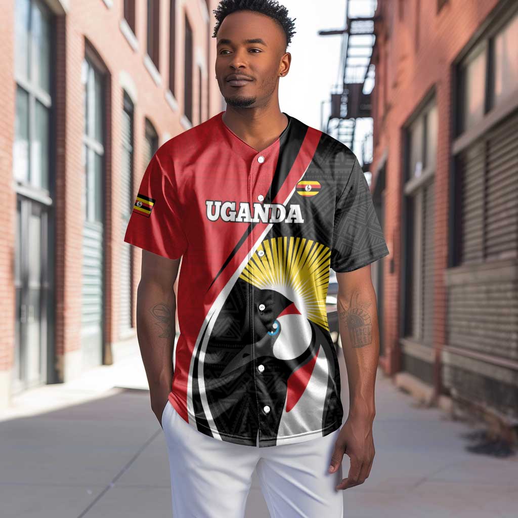 Afro Uganda Rugby Custom Baseball Jersey Go Cranes - African Pattern