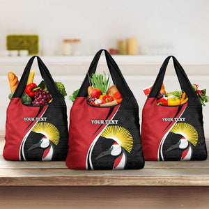 Afro Uganda Rugby Custom Grocery Bag Go Cranes - African Pattern