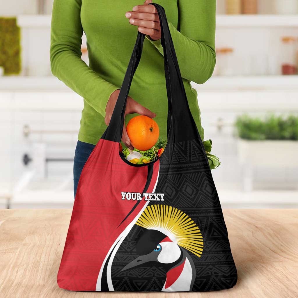 Afro Uganda Rugby Custom Grocery Bag Go Cranes - African Pattern