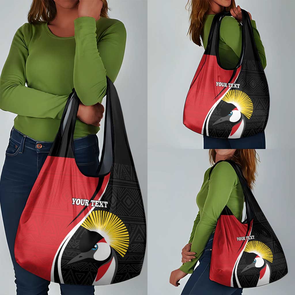 Afro Uganda Rugby Custom Grocery Bag Go Cranes - African Pattern