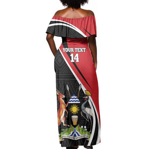 Afro Uganda Rugby Custom Off Shoulder Maxi Dress Go Cranes - African Pattern