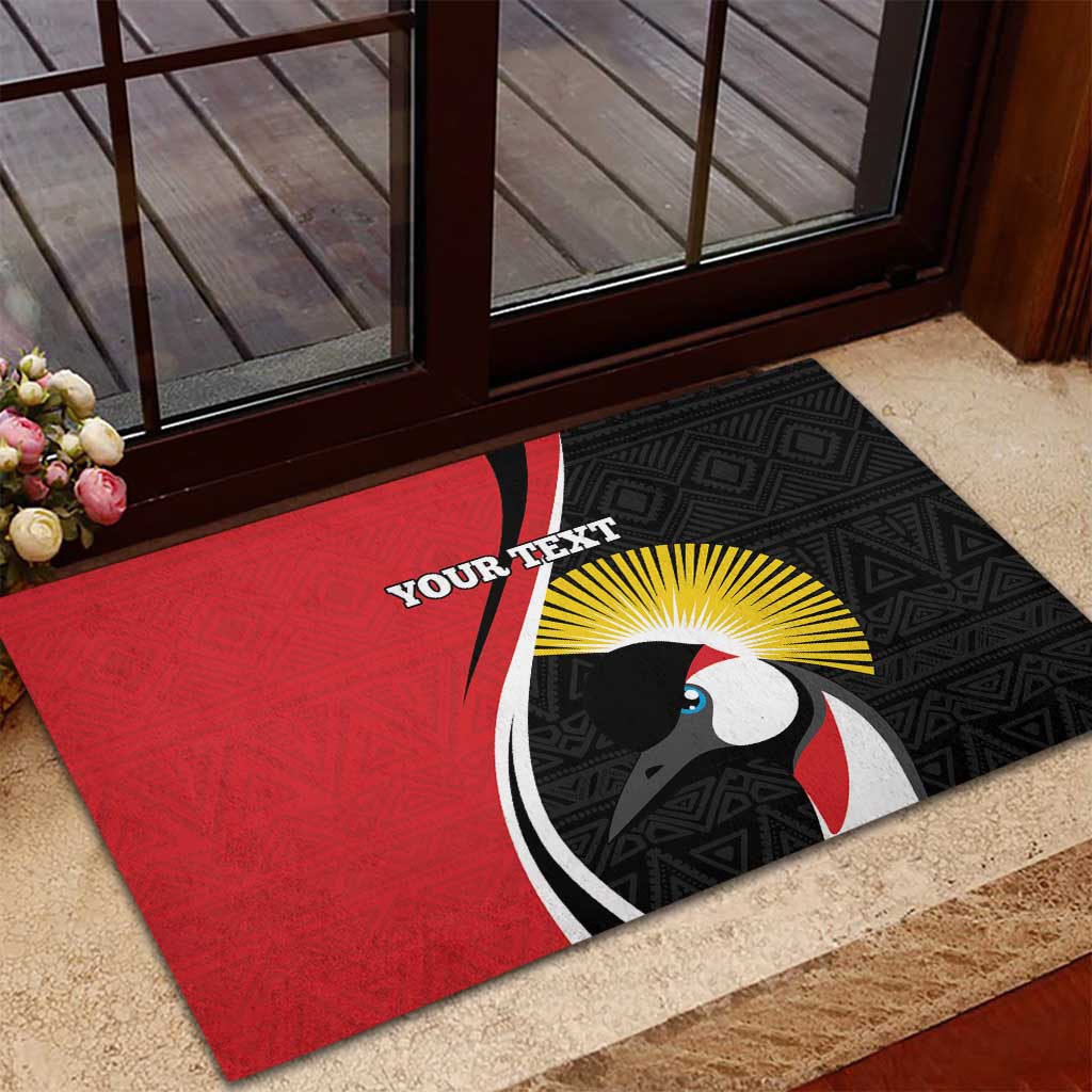 Afro Uganda Rugby Custom Rubber Doormat Go Cranes - African Pattern