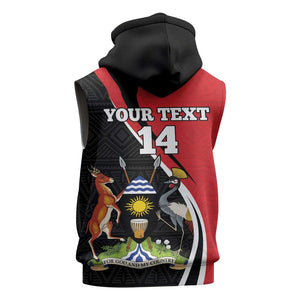 Afro Uganda Rugby Custom Sleeveless Hoodie Go Cranes - African Pattern - African Pride