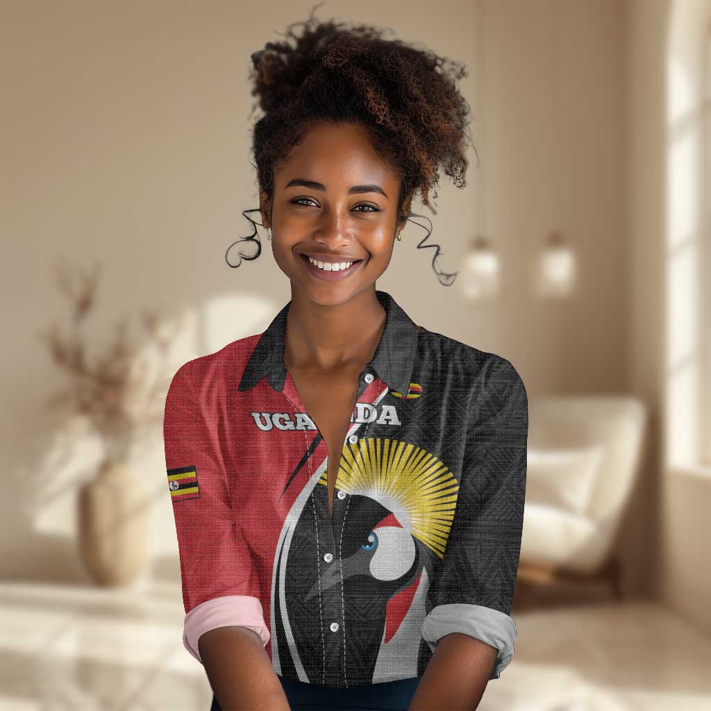 Afro Uganda Rugby Custom Women Casual Shirt Go Cranes - African Pattern LT14