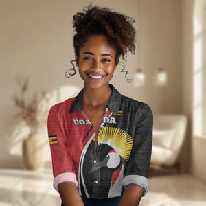 Afro Uganda Rugby Custom Women Casual Shirt Go Cranes - African Pattern LT14