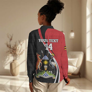 Afro Uganda Rugby Custom Women Casual Shirt Go Cranes - African Pattern LT14