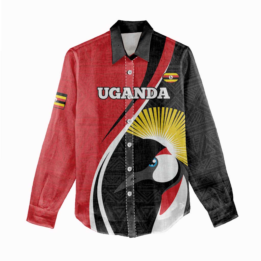 Afro Uganda Rugby Custom Women Casual Shirt Go Cranes - African Pattern LT14