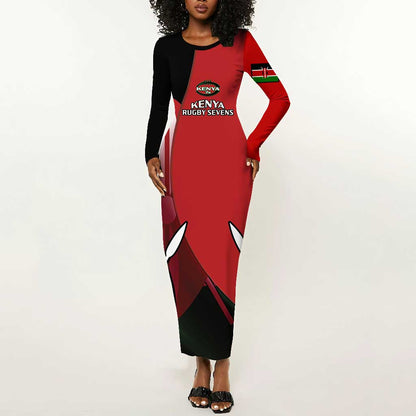 Custom Kenya Rugby Sevens Kenyan Sporty Version Long Sleeve Bodycon Dress LT14