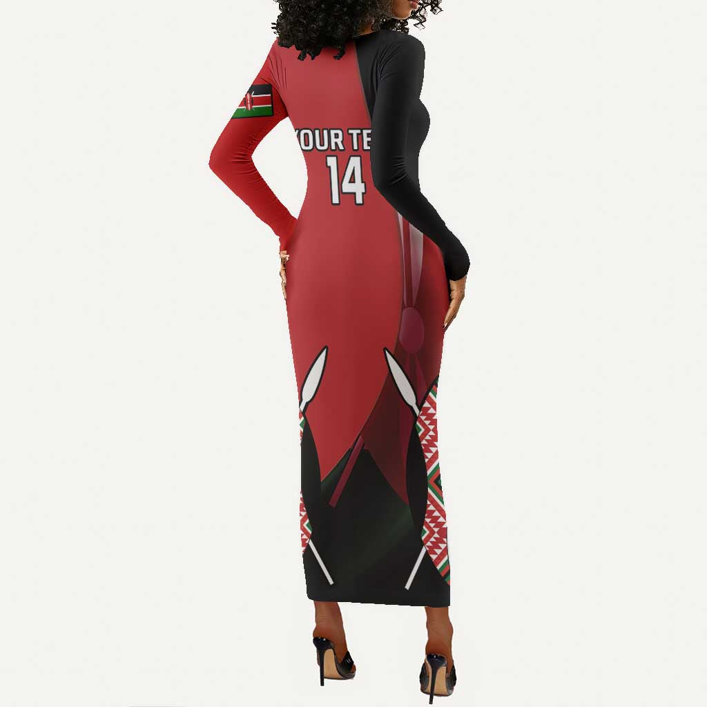 Custom Kenya Rugby Sevens Kenyan Sporty Version Long Sleeve Bodycon Dress LT14