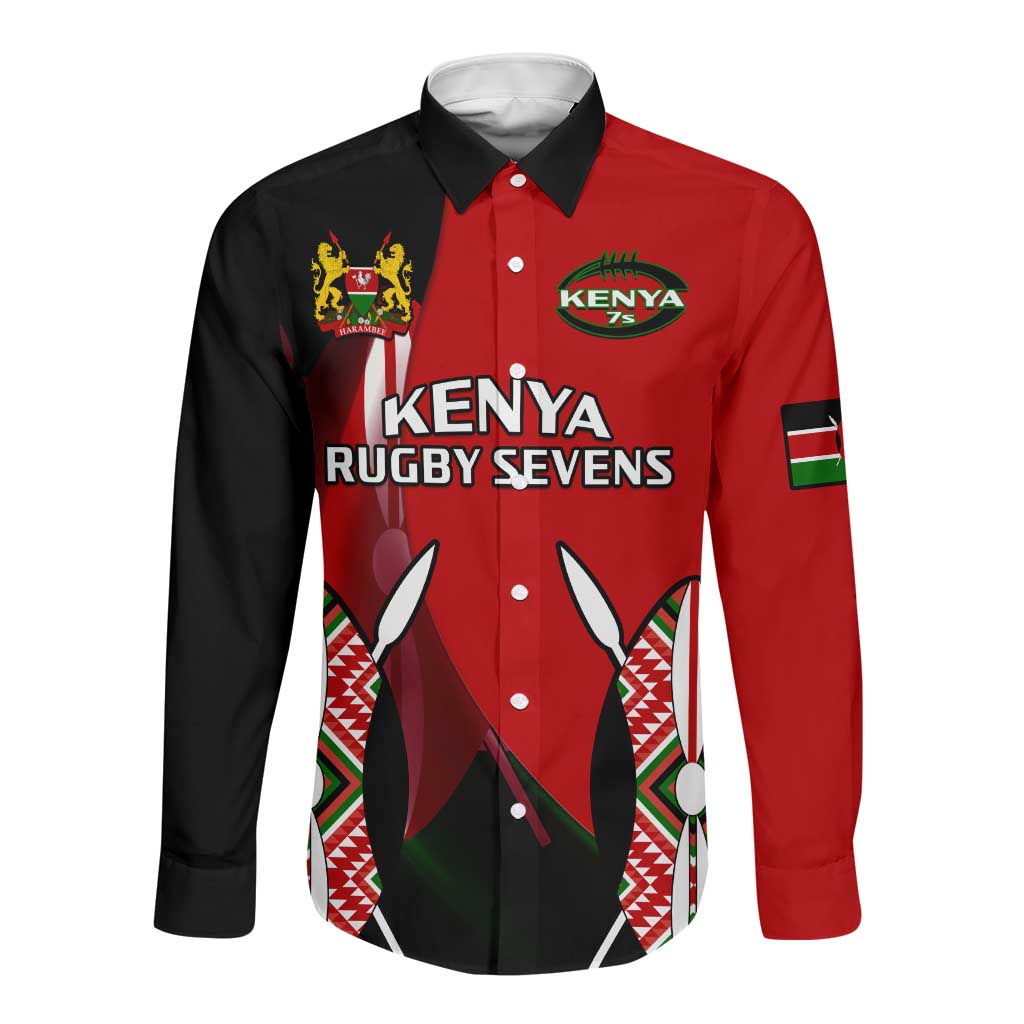 Button Rugby Printed Custom Kenya Rugby Sevens Kenyan Sporty Version Long Sleeve Button ...