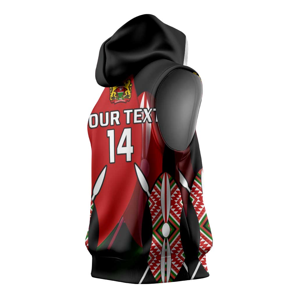 Custom Kenya Rugby Sevens Kenyan Sporty Version Sleeveless Hoodie - African Pride