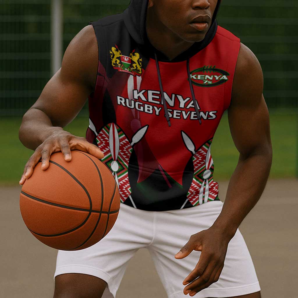 Custom Kenya Rugby Sevens Kenyan Sporty Version Sleeveless Hoodie - African Pride