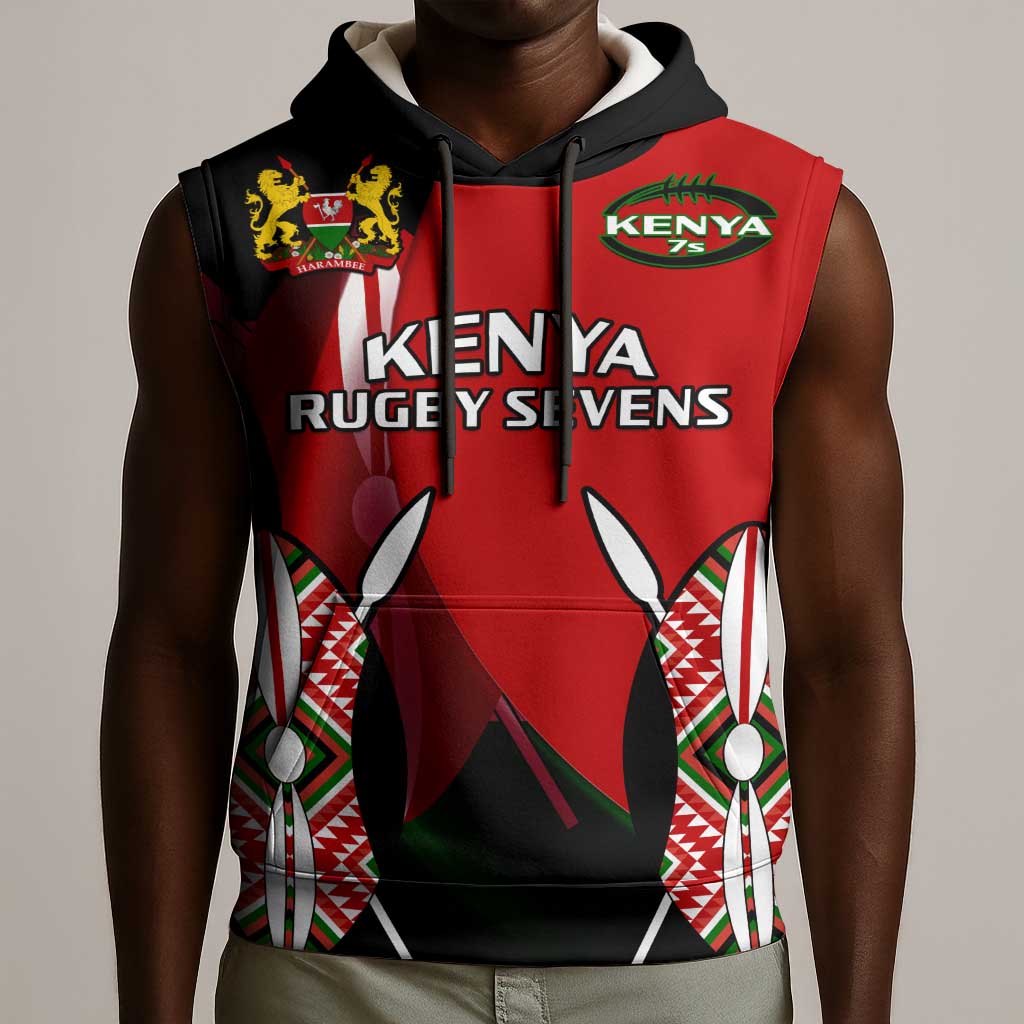 Custom Kenya Rugby Sevens Kenyan Sporty Version Sleeveless Hoodie - African Pride