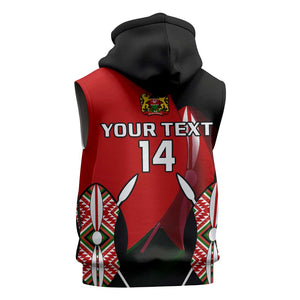 Custom Kenya Rugby Sevens Kenyan Sporty Version Sleeveless Zip Hoodie - African Pride