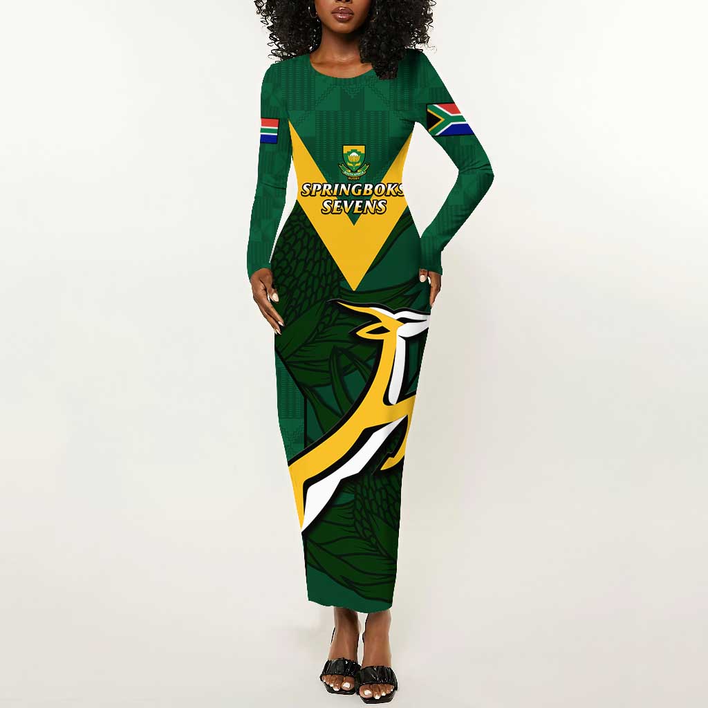 Custom South Africa Rugby Go Blitzboks Sevens Long Sleeve Bodycon Dress LT14