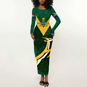 Custom South Africa Rugby Go Blitzboks Sevens Long Sleeve Bodycon Dress LT14