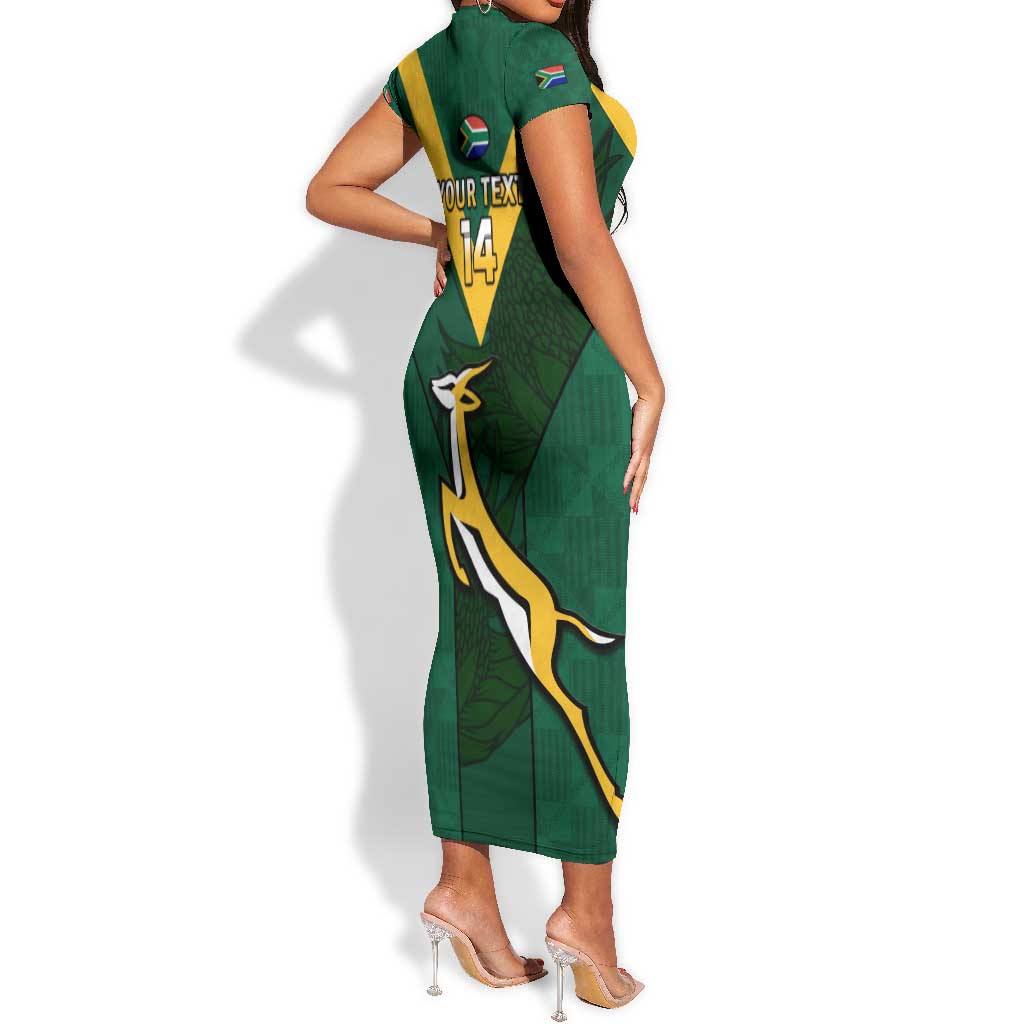 Custom South Africa Rugby Go Blitzboks Sevens Short Sleeve Bodycon Dress LT14