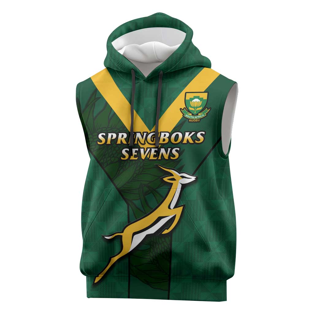 Custom South Africa Rugby Go Blitzboks Sevens Sleeveless Hoodie - African Pride