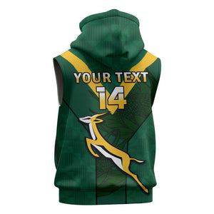 Custom South Africa Rugby Go Blitzboks Sevens Sleeveless Zip Hoodie - African Pride