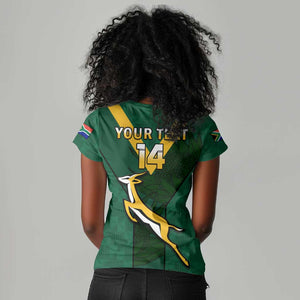 Custom South Africa Rugby Go Blitzboks Sevens Women V-Neck T-Shirt