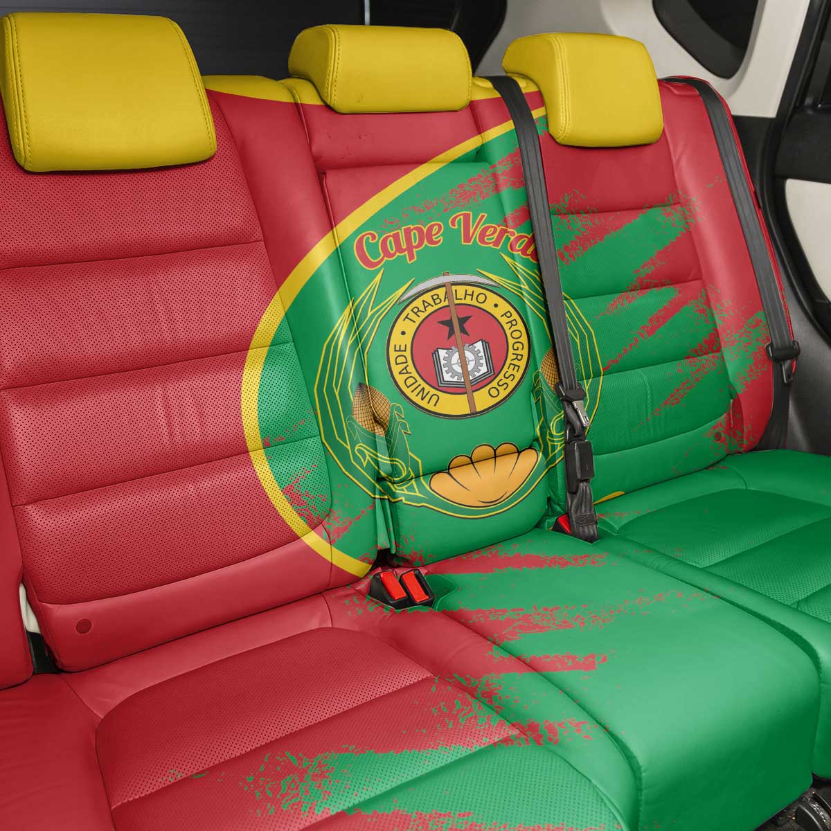 Cape Verde 1975-1992 Back Car Seat Cover Coat Of Arms Grunge Style