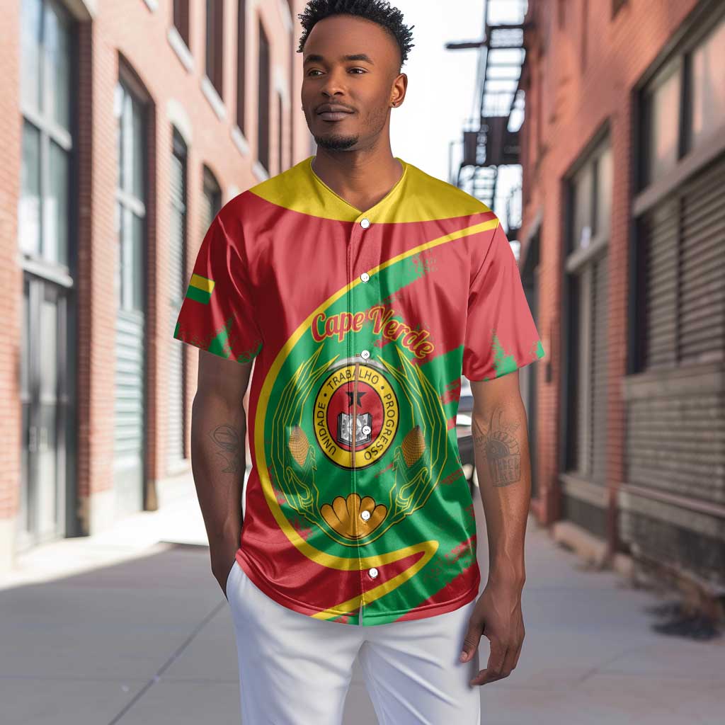 Cape Verde 1975-1992 Baseball Jersey Coat Of Arms Grunge Style
