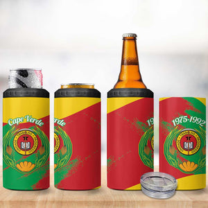 Cape Verde 1975-1992 4 in 1 Can Cooler Tumbler Coat Of Arms Grunge Style