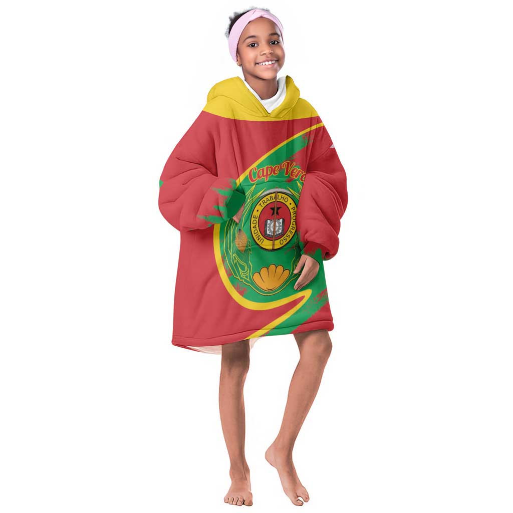 Cape Verde 1975-1992 Kid Wearable Blanket Hoodie Coat Of Arms Grunge Style